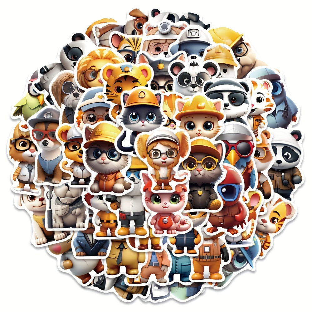 50pcs Animal Graffiti Stickers for Journal Notebook Luggage - Holiday Decoration