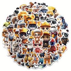 50pcs Animal Graffiti Stickers for Journal Notebook Luggage - Holiday Decoration