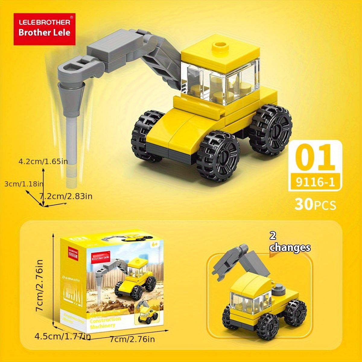 10pcs Mini Construction Vehicle Building Block Set Excavator Dump Truck Backhoe