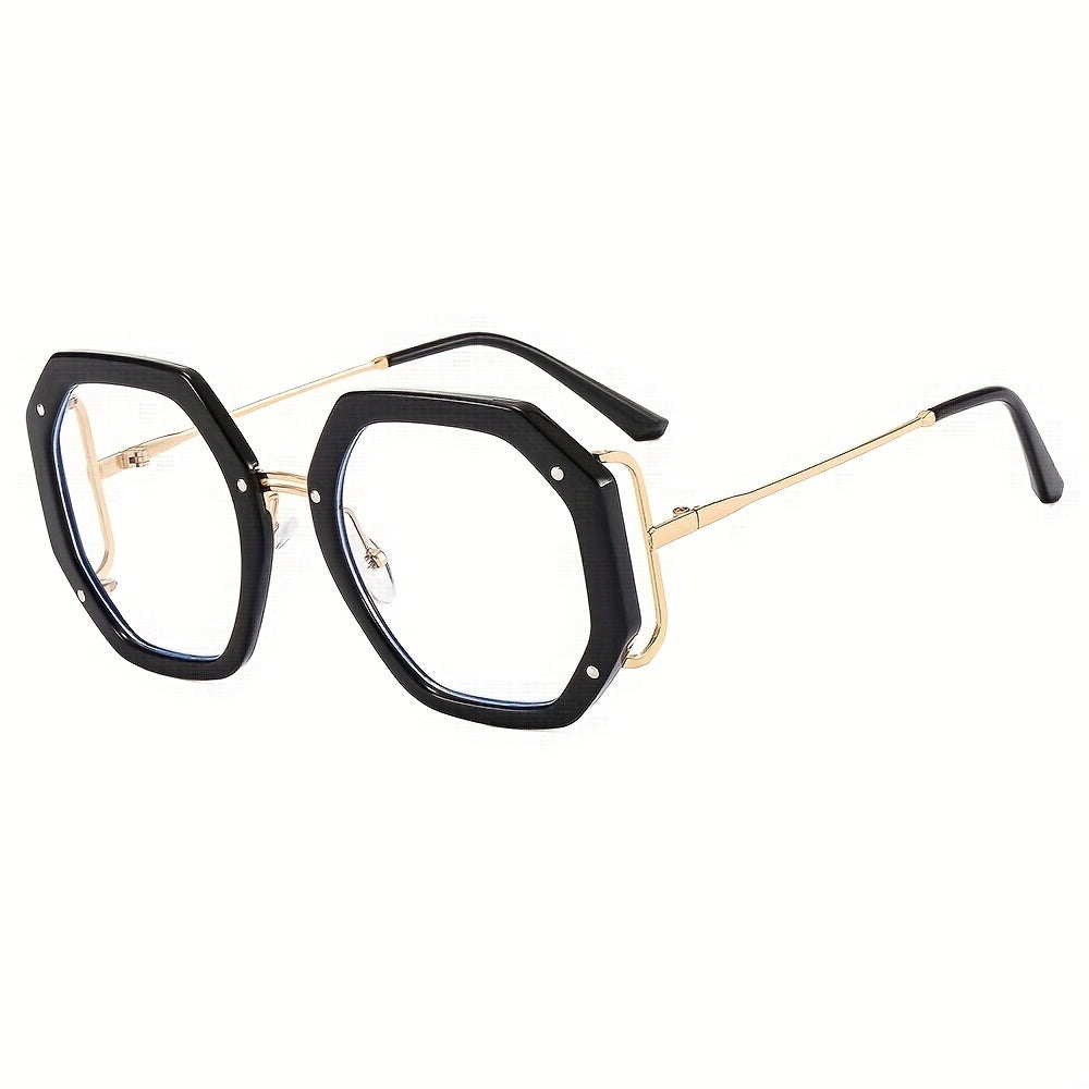 Metal Polygon Frame Light Blocking Glasses for Women Unisex