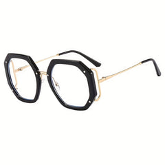 Metal Polygon Frame Light Blocking Glasses for Women Unisex