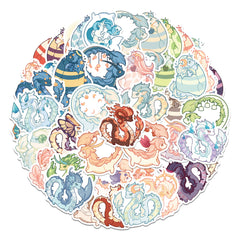 50 Sheets Cute Dragon Cartoon Stickers Non Slip Waterproof
