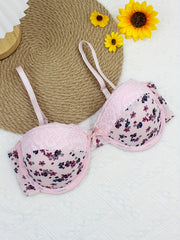 Floral Print Lace Bras Breathable Shoulder Strap Women's Lingerie