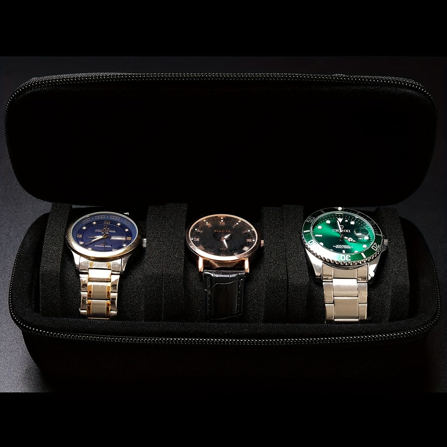3 Slots Hard Watch Travel Case Watch Roll Case Storage And Organizer