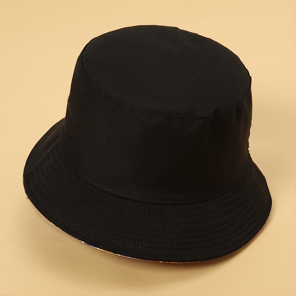 Graffiti Antique Leaf Print Windproof Bucket Hat