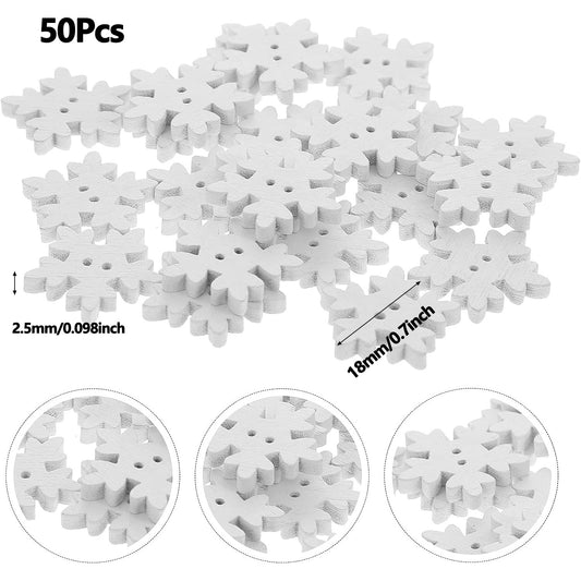 Snowflake Buttons Christmas Wooden 18mm for Knitting Sewing DIY Scrapbook Crafts