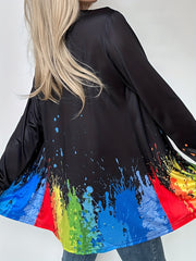 Splash Print Open Front Cardigan