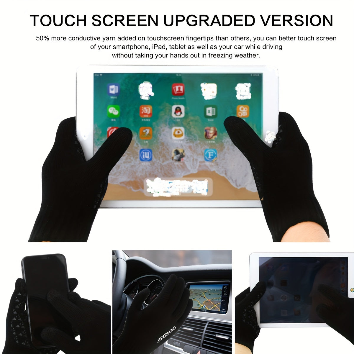 3 Pairs Winter Warm Gloves Touch Screen Knitted Gloves Outdoor Sports Windproof