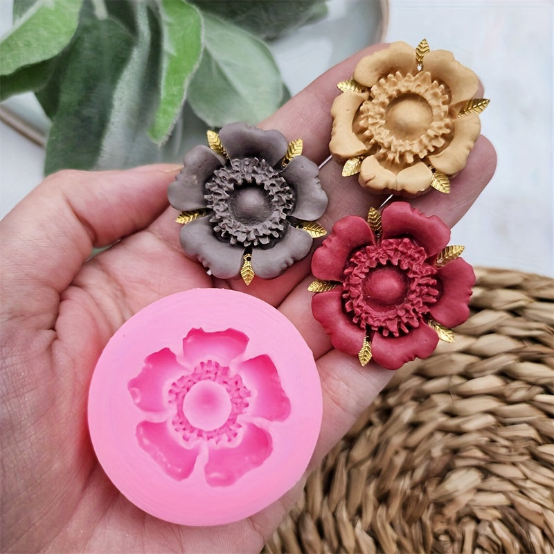 Resin Poppy Flower Pendant Silicone Mould Polymer Clay Earring Making Tools