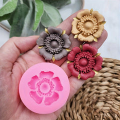Resin Poppy Flower Pendant Silicone Mould Polymer Clay Earring Making Tools