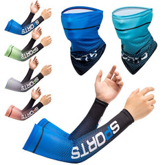 Sun Protective Arm Sleeves and Face Mask Set for Outdoor Sports and Running