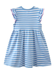 Toddler Girls Unicorn Embroidery Striped Cotton Casual Dress