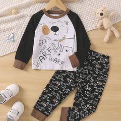 Boys Lounge Wear Homewear Puppy Pattern Long Sleeve Top & Pants Set