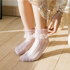 4 Pairs Knee High Socks Mesh Lace Mid-tube Dance Socks Girls Kids
