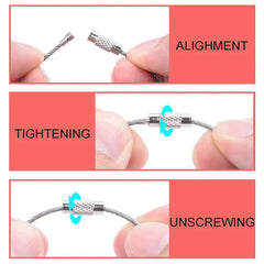 10pcs Stainless Steel Wire Keychain Children's Key Ring Travel Airplane Luggage