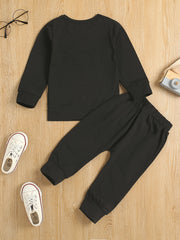 2pcs Boys Casual Set with MINI Print Sweatshirt & Ripped Sweatpants