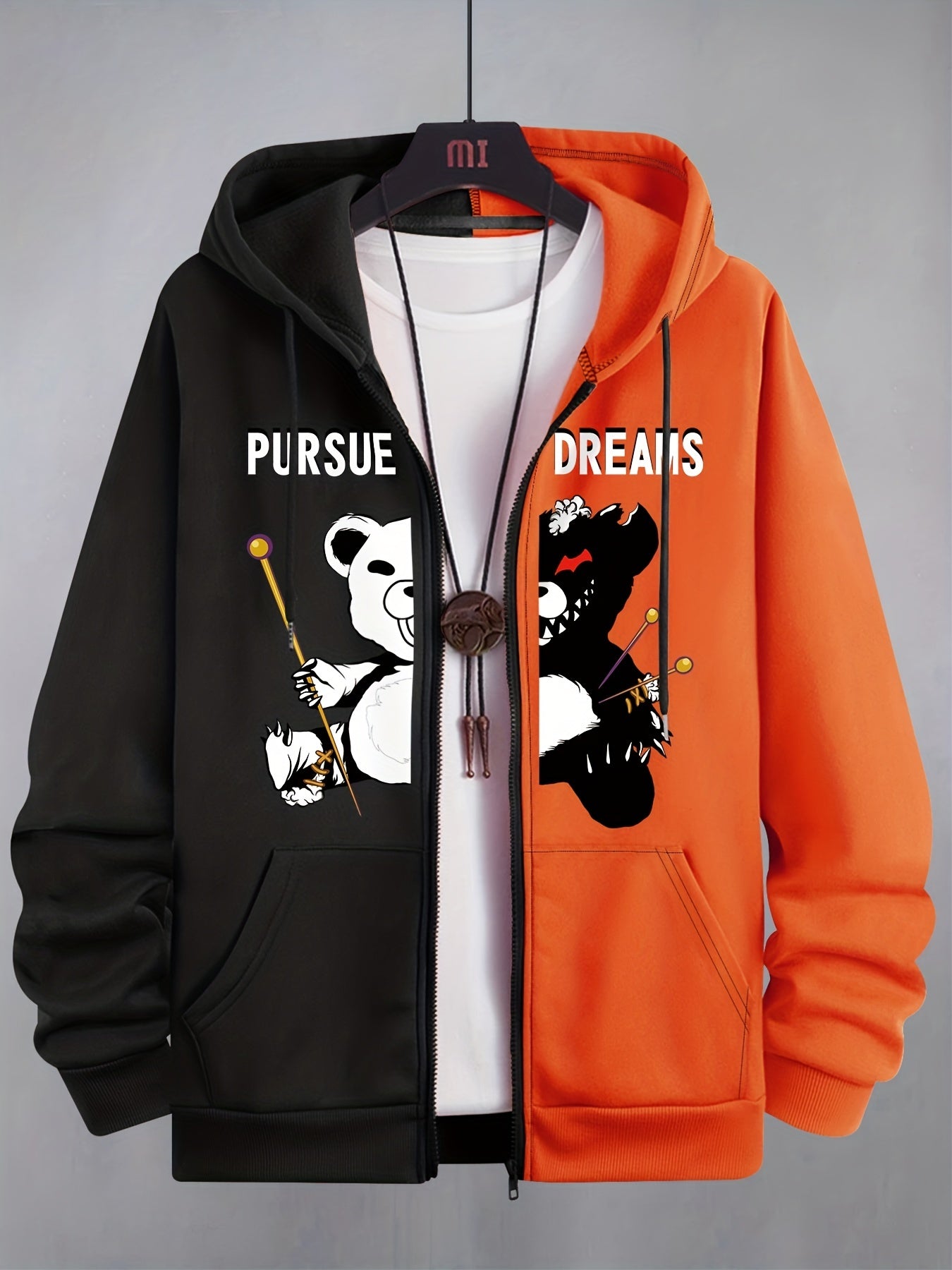 Patchwork Happiness Letter & Number 87 Print Men's Hooded Sweatshirt