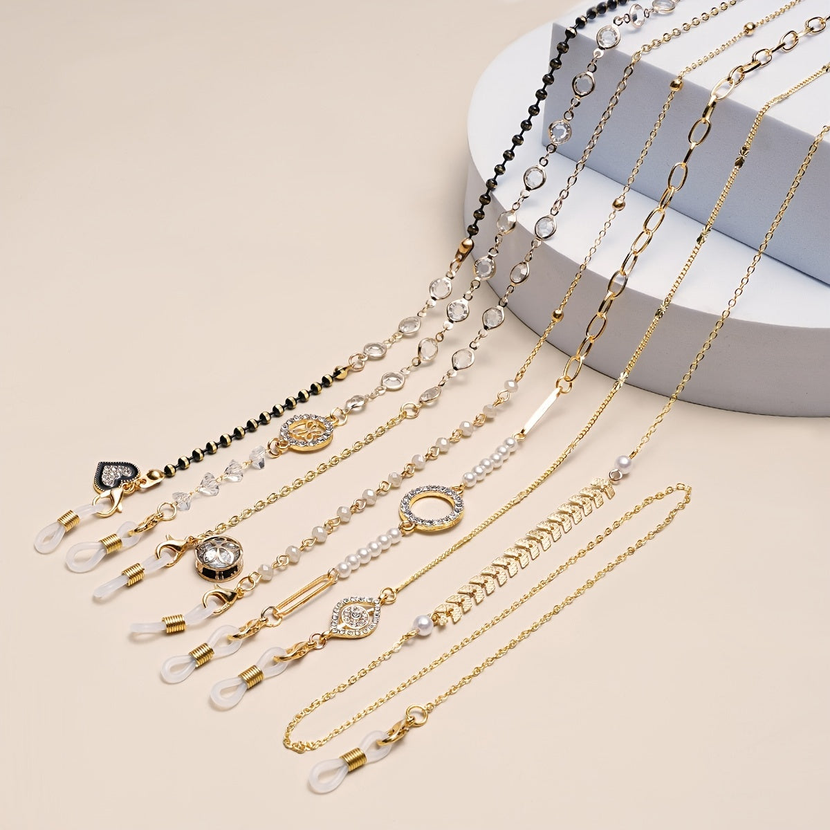 Bronze Glasses Chain Pendant Mask Earphone Holder Necklace
