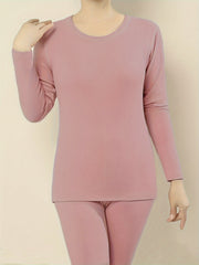 Women's Thermal Underwear Set Long Sleeve Crew Neck Tops & Pants