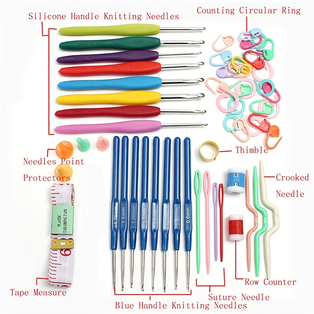 Crochet Hooks Kit Ergonomic Hook Yarn Needles Knitting Supplies