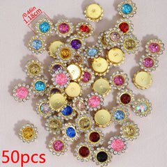 50pcs Rhinestone Bezel Sew On Beads for DIY Jew