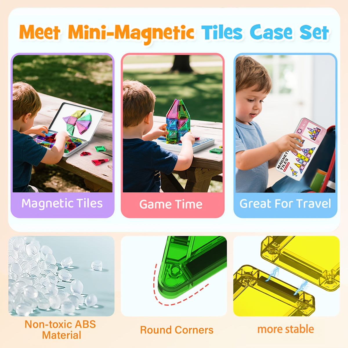 40pc Mini Magnetic Building Blocks Set - Bright Colors, Fun & Educational