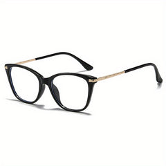 Men's Cat Eye Metal Frame Glasses Clear Lens TR90 Frame