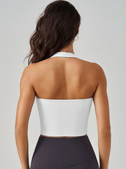 Halter Neck Sports Bra Fixed Cup Fitness Shockproof Sports Bra