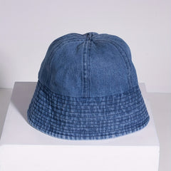 Dark Denim Bucket Hat Washed Casual Basin Hat Unisex Sunscreen Fisherman Cap