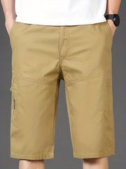 Classic Cargo Shorts Men's Casual Pocket Solid Waist Drawstring Cargo Shorts