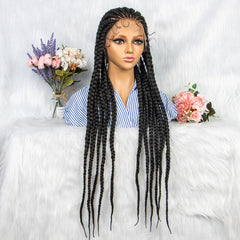 Long Braided Synthetic Wig for Women Full Lace Natural Look
