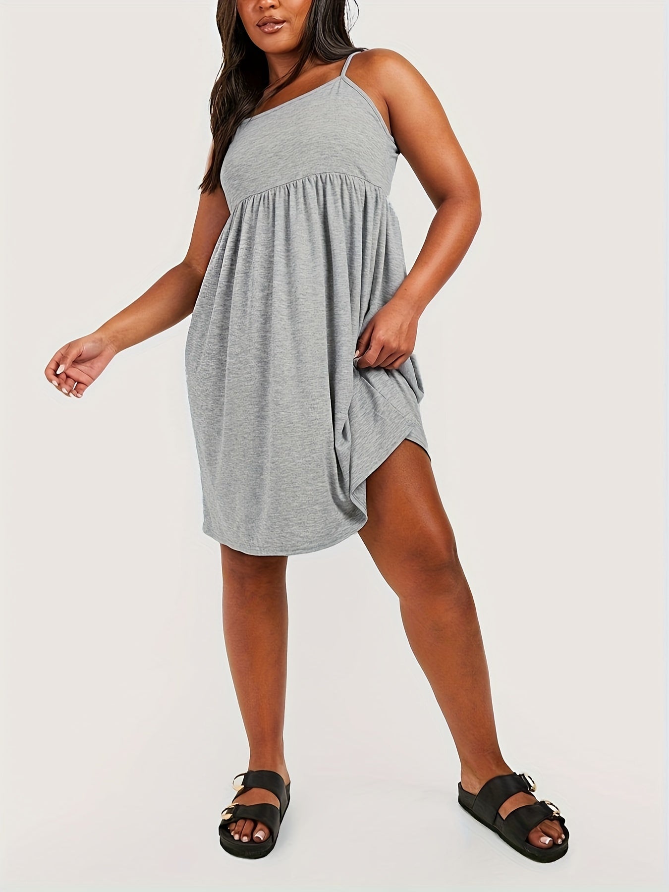 Solid Round Neck Cami Dress
