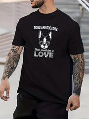 GYM Dog Doctor Print Men's Graphic Crew Neck T shirt Casual Comfy Tees