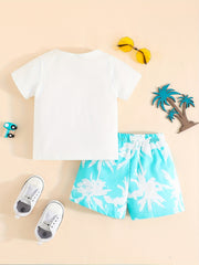 Toddler Boys Coconut Tree Print Top & Shorts Set