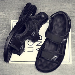 Men's Open Toe Hook And Loop Sandals Non Slip Comfortable Beach Shoes