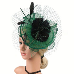 Vintage Tulle Small Wedding Veil Hair Accessories Head Flower Feather Hat Party