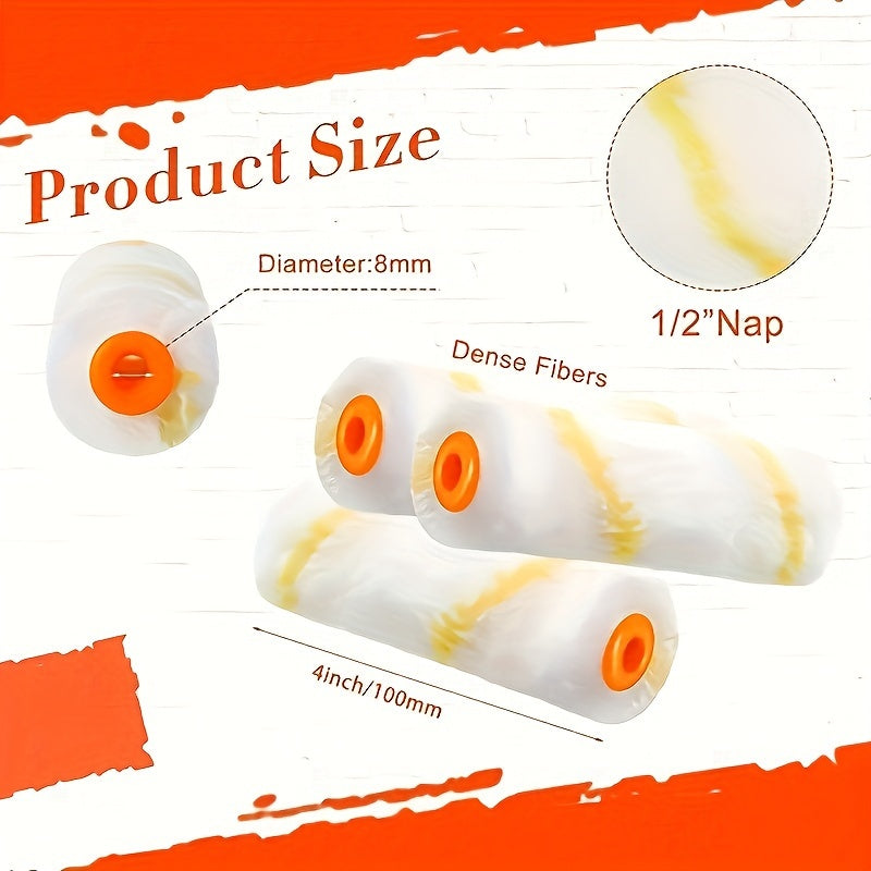 1pc Handle 10pcs Roller Cores Latex Paint Coating Roller Brush 10 16 Cm