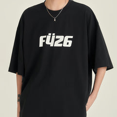Men's Letter Print Cotton Sports T-shirt Round Neck Tee Shirt