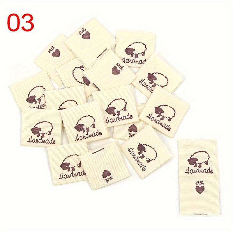 50pcs Cloth Label Folding Label Sheep Love Pattern Knitted Hat Stitched Label