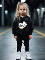 OERYUI 2pcs Sleepy Kitty Hoodies Pants Set For Kids Spring Fall