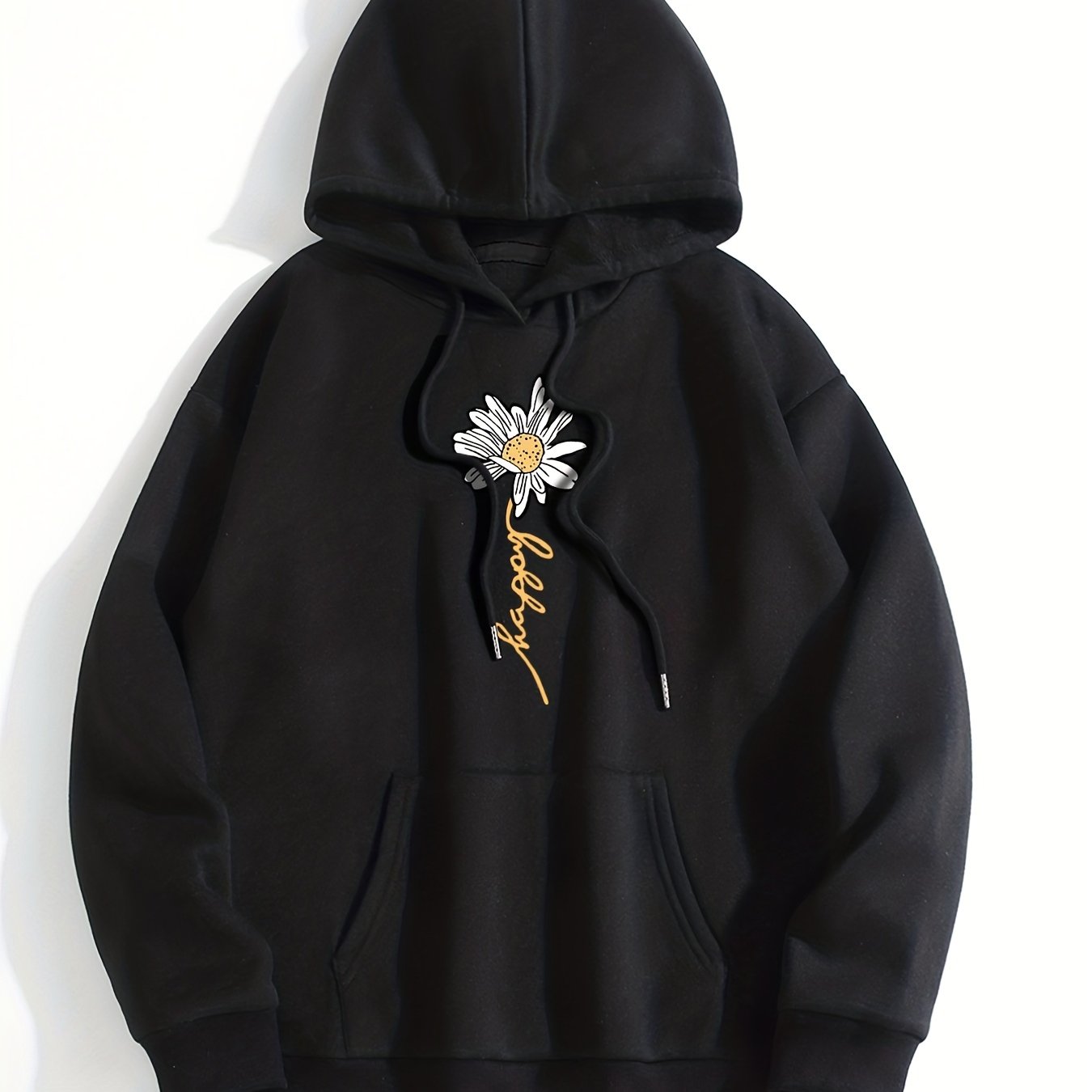 Floral Print Kangaroo Pocket Hoodie Long Sleeve Sweatshirt