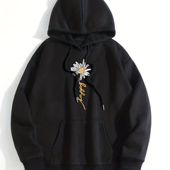 Floral Print Kangaroo Pocket Hoodie Long Sleeve Sweatshirt