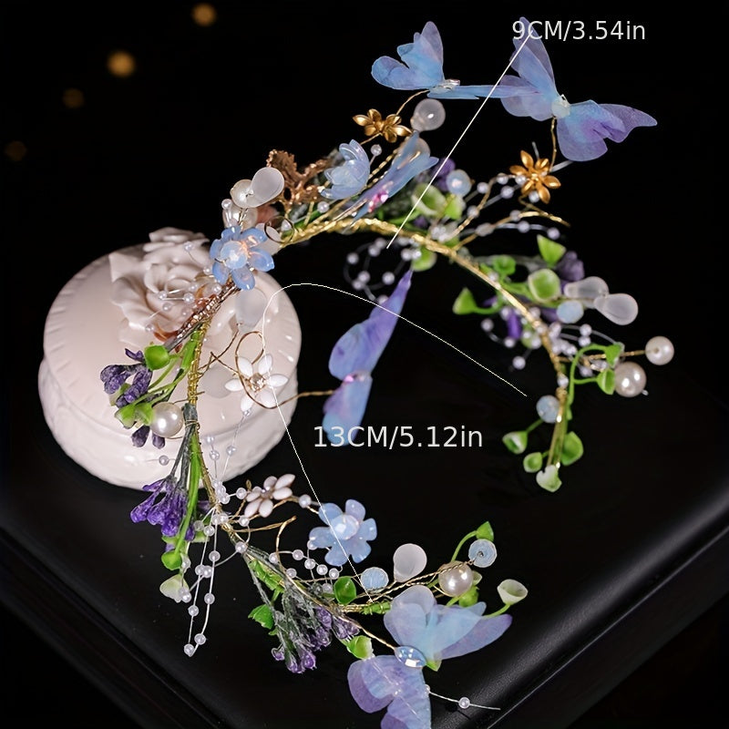Mesh Butterfly Headband Faux Pearl Hair Hoop Women's Hair Accessories