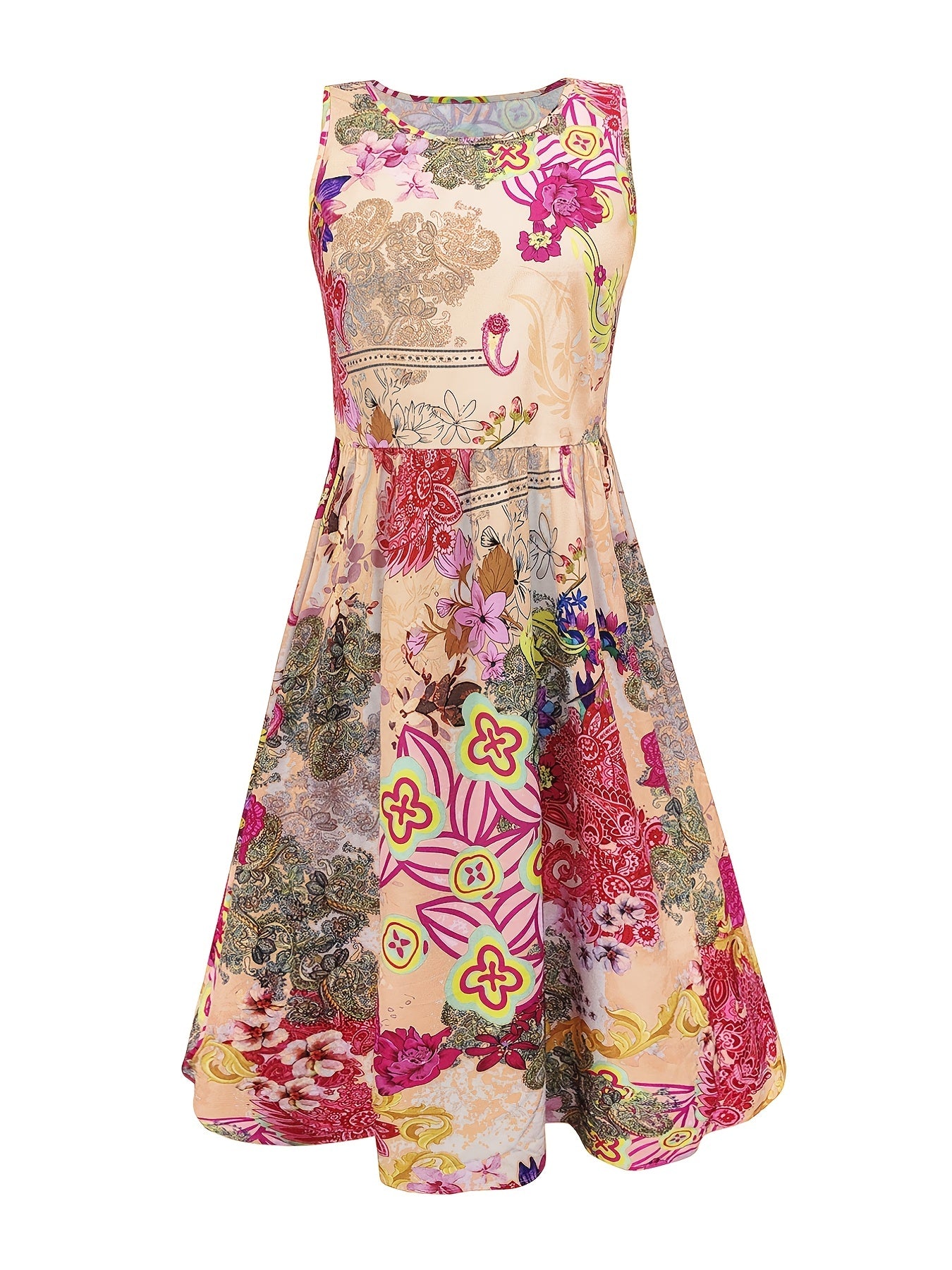 Boho Paisley Floral Print Maxi Dress