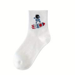10 Pairs Cartoon Print Socks, Comfy & Mid Tube Women's Stockings
