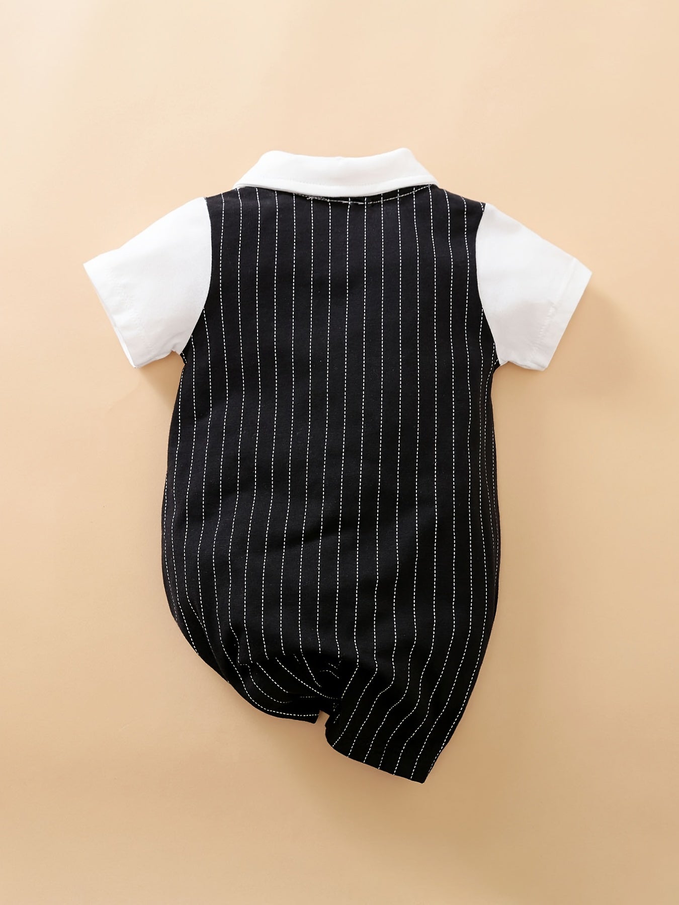 Baby Boys Casual Short Sleeve Bowtie Gentleman Romper Clothes