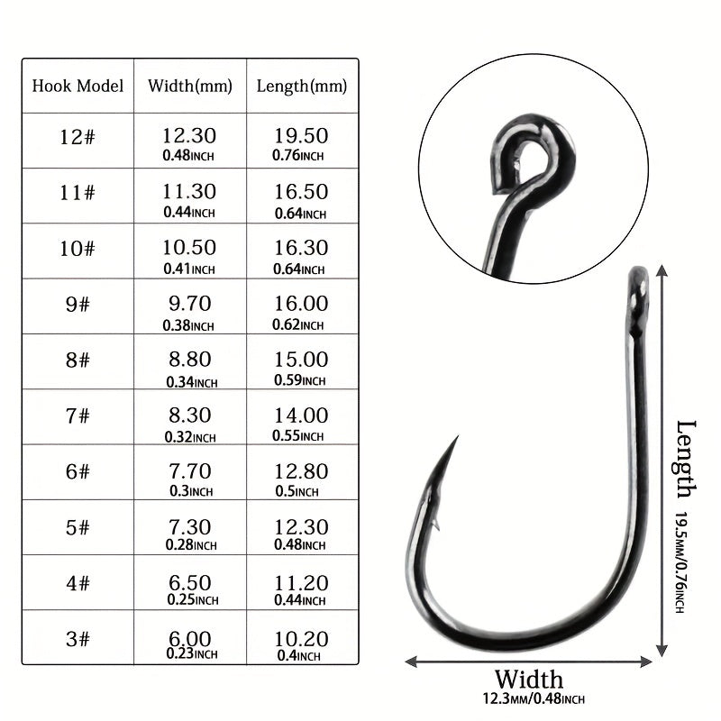 100pcs High Carbon Steel Barbed Fish Hooks Set with Hole in Tackle Box