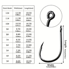 100pcs High Carbon Steel Barbed Fish Hooks Set with Hole in Tackle Box