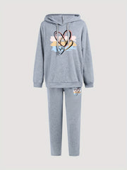 Women's Plus Heart & Brush Print Hoodie & Sweatpants Set