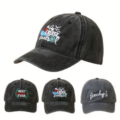 Distressed Letter Baseball Cap Washed Cotton Dad Hat